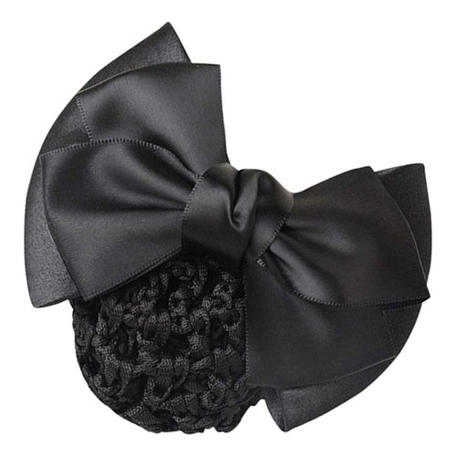 Black Women's Pro Bow Barrette Hair Clip, Hair Snood Net Barrette Mesh Clip Elastic Butterfly Bun Bow Headdress for Lady Women Dance Office