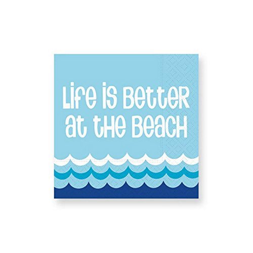 Design Design Life is Better Cocktail Napkins, 5", Blue