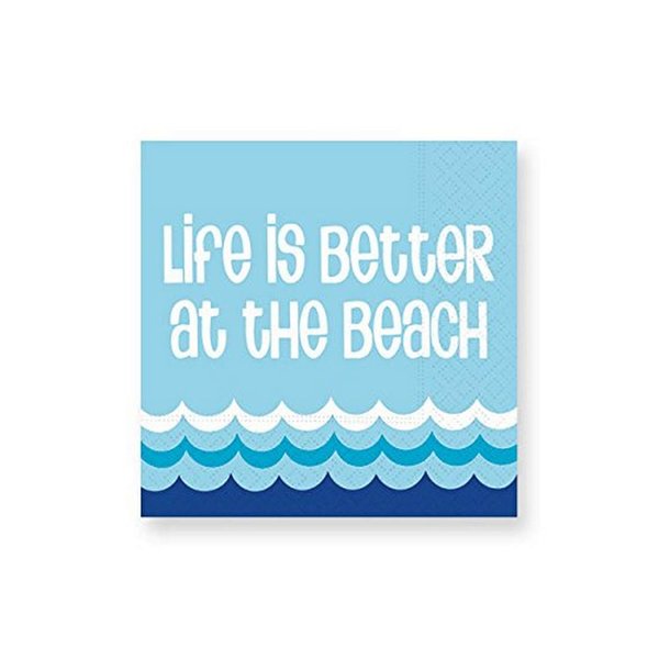 Design Design Life is Better Cocktail Napkins, 5", Blue