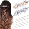 HINZIC 2Pcs Pearl Hair Barrettes, 6Pcs Metal Bobby Pins Sparkly Rhinestone Hair Clips Decorative Wedding Prom Valentines Hair Pins Accessories for Bride Women Girls Fine Thick Long Hair(Silver Gold)