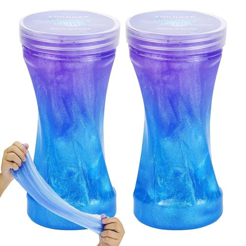 GHOBROFY Galaxy Slime 2 Pack, Stress Relief Clear Slime for Kids Education, Slime Party Favors Soft and Non Sticky Crunchy Slime for Girls and Boys, Blue