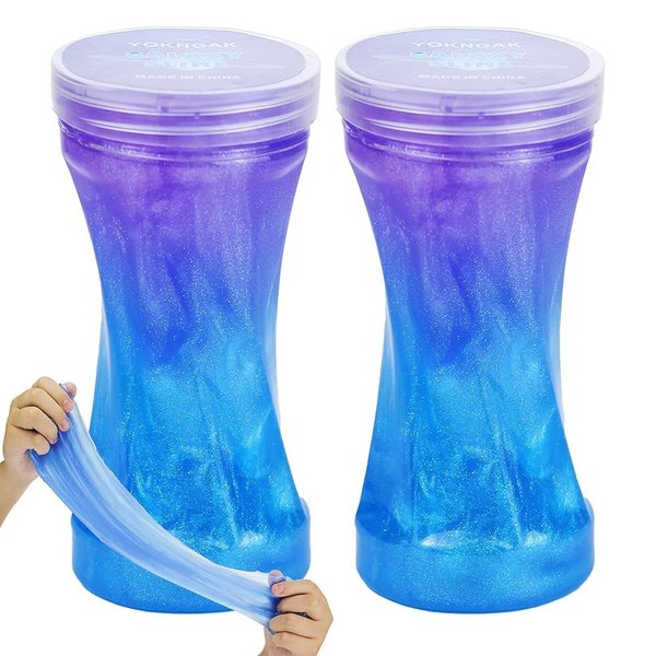 GHOBROFY Galaxy Slime 2 Pack, Stress Relief Clear Slime for Kids Education, Slime Party Favors Soft and Non Sticky Crunchy Slime for Girls and Boys, Blue