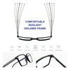JFXQDR Men's Blue Light Blocking Glasses, Fake Square Computer Screen Eyeglasses Anti Eyestrain & UV Glare RF6201 (Bright Black Frame Gun Temple)