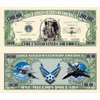 50 US Air Force Commemorative Million Dollar Bills with Bonus “Thanks a Million” Gift Card Set