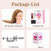 28Inch 60% Real Hair Mannequin Head, Cosmetology Mannequin Head with Hair for Braiding Curling Cuting,Doll Head for Hair Styling with Table Clamp Hair Styling Set(Blonde)