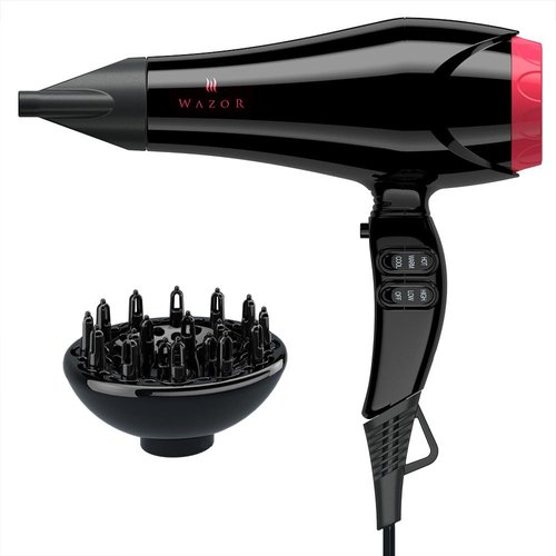 PRO Powerful Hair Dryer with Diffuser Drying Hair Fast, 1875W AC Motor Ionic Blow Dryer with Less Frizz, Shine and Salon, 3 Heat/ 2 Speed, ALCI Plug, Black