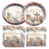 Fenghu Girl Wild One Birthday Party Supplies, 20 Plates and 20 Napkin, Wild One Theme Birthday Party Decoration for Girl