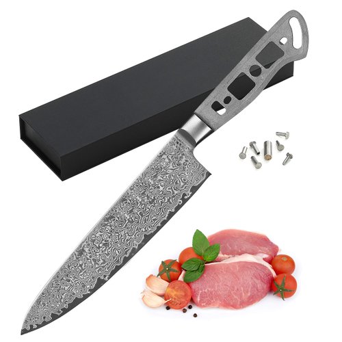 KATSURA Woodworking Project Kit – Gyuto Chef Knife Blank – 8 Inch – Japanese Premium AUS 10, 67 Layers Damascus Steel – NO LOGO
