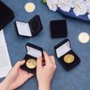 FINGERINSPIRE 4 Pcs 40mm Black Velvet Challenge Coin Storage Gift Box 2.58x2.58x1.4 Square Badge Presentation Display Box Single School Emblem Badge Display Holders Medal Lapel Pin Storage Boxes