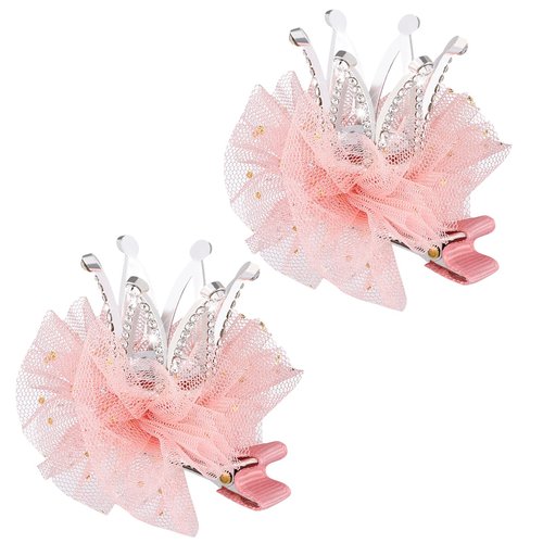 Rhinestone Crown Hair Clip Diamond Crown Princess Hair Bow for Girls Princess Hair Barrettes Crystal Tiara Bobby Pins 2pcs