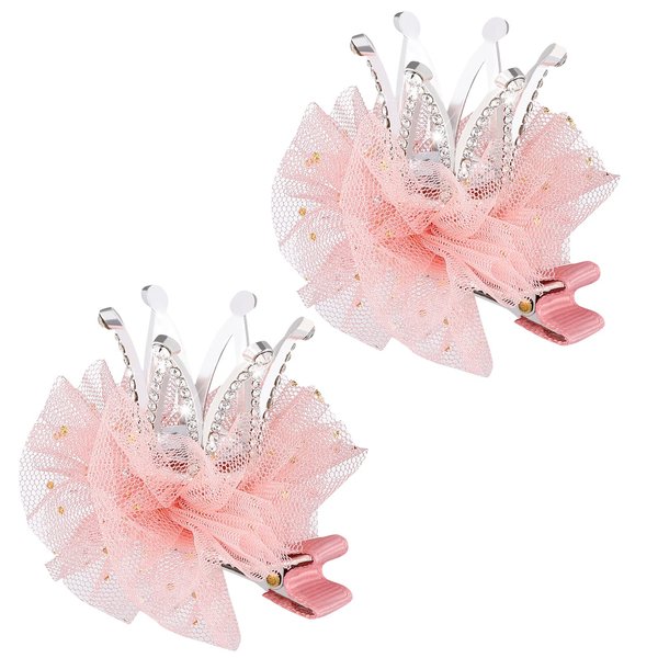 Rhinestone Crown Hair Clip Diamond Crown Princess Hair Bow for Girls Princess Hair Barrettes Crystal Tiara Bobby Pins 2pcs