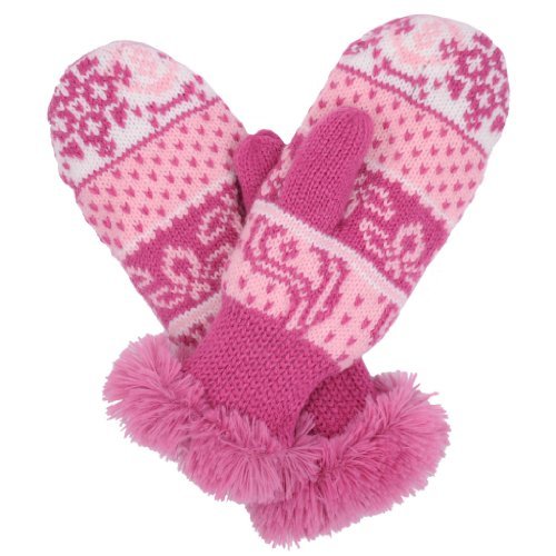 Molehill Girls Knit Mittens, Paisley Pink, Medium (1-2 yrs.)