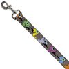 Dog Leash Cute Dinosaurs Mustaches Gray 4 Feet Long 0.5 Inch Wide