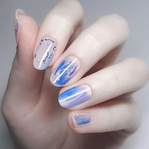 NAILDOKI Nail Stickers 20 Pieces Full Wraps Nail Polish Strips, Self-Adhesive Gel Nail Art Decals for Women Girls