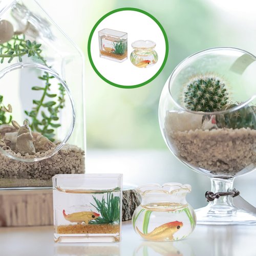 Toddmomy 1/12 Scale Accessories Dollhouse Fish Tank 1: 12 Scale 2Pcs Miniature Fish Bowl Miniature Dollhouse Accessories for Garden Scene Decor Desktop Ornaments