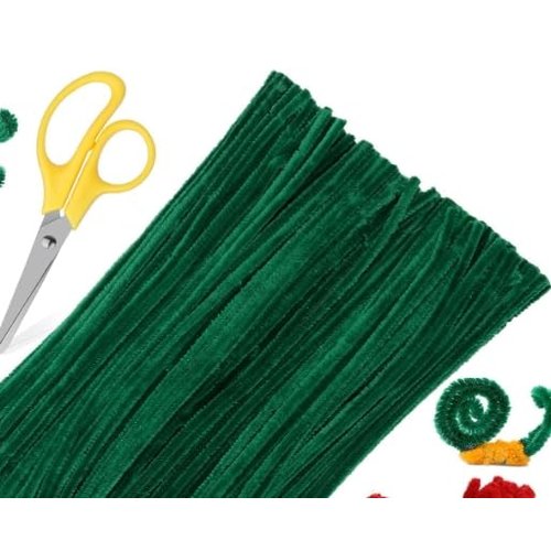 300 PCS Pipe Cleaners, 3 Assorted Colors Chenille Stems, Craft Pipe Cleaners, Pipe Cleaner Craft Supplies for DIY Arts Crafts Project(Green, Red and Yellow)