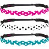 Hipsy Adjustable Non Slip Wave Fashion Printed Sports Headbands for Women 3-pack (Polka Dot Hot Pink/White/Teal)