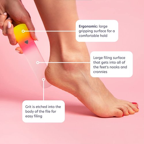 Bona Fide Beauty Czech Glass Foot File with Sleeve. Foot Callus Remover Made in The EU (Sunset Color)