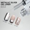 GAOY Metallic Silver Gel Nail Polish Art Liner, 8ml 3D Mirror Chrome Effect Colors Metal Silver for Nail Paint Design with Thin Brush DIY French Manicure and Pedicure at Home