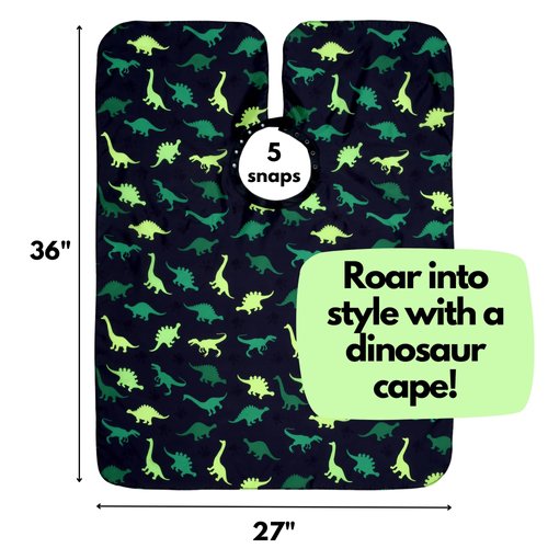 Kids Barber Cape For Boys Hair Cutting at Home, Salon or Barber Shop, Kids Hair Cutting Cape for Boys and Toddlers, Adjustable Neck with Plastic Snaps, Dinosaur