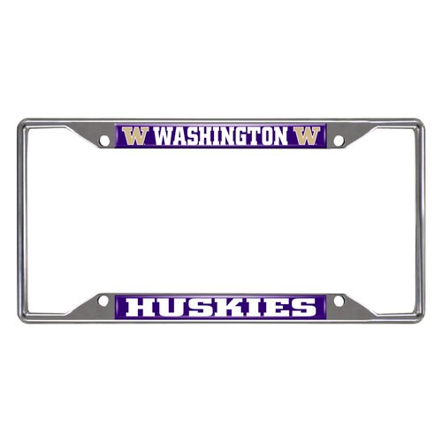 FANMATS 16836 Washington Huskies Chrome Metal License Plate Frame, Team Colors, 6.25in x 12.25in