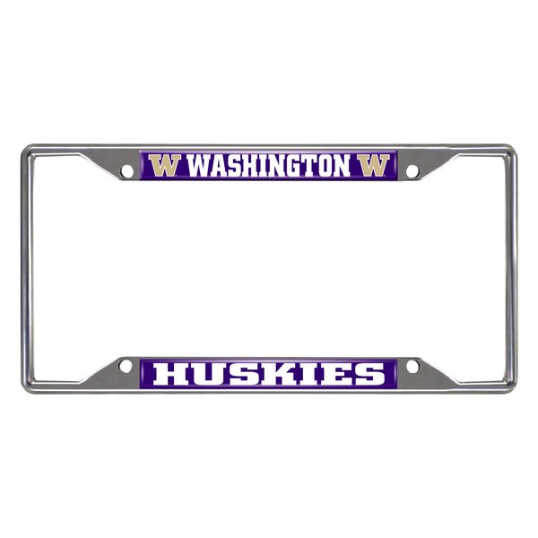 FANMATS 16836 Washington Huskies Chrome Metal License Plate Frame, Team Colors, 6.25in x 12.25in