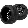 HIRCQOO 80mm/3.14" Rubber Tires & Plastic Wheel Rims 2.2 Inch 12mm Hex Hub Compatible with 1/10 HPI WR8 Off-Road Rally 1/14 WLtoys 124019 144001 1/16 Redcat Volcano RC Buggy (Black)
