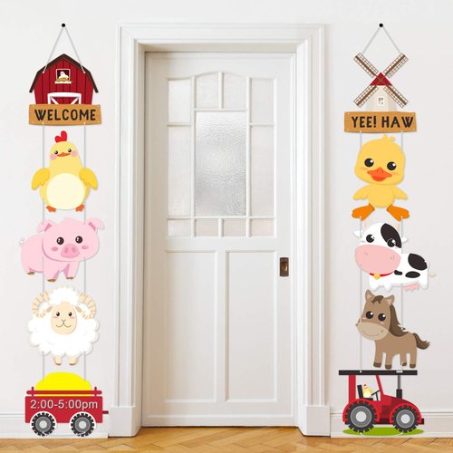 Farm Animal Themed Party Decorations, Farm Animal Cutouts Banner, Farm Animals Theme Party Door S...