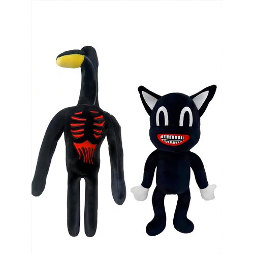 EICHIMEOW Siren Head Plush Toy Cartoon Black Cat Plush Stuffed Toy Soft Animal Cat Plush Toys Kids' Birthday Halloween Thanksgiving Christmas Toys Plush Toys(Black)