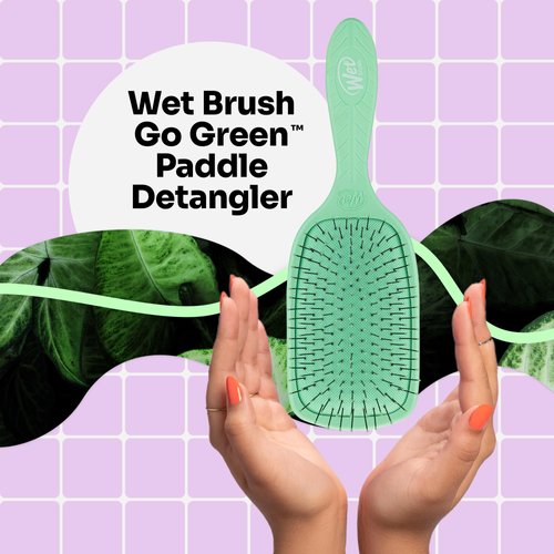 Wet Brush Go Green Paddle Detangler Hair Brush, Green - Ultra-Soft IntelliFlex Detangling Bristles with AquaVent Design For Spreading Hair Treatments Evenly - Pain-Free For Wet & Dry Hair