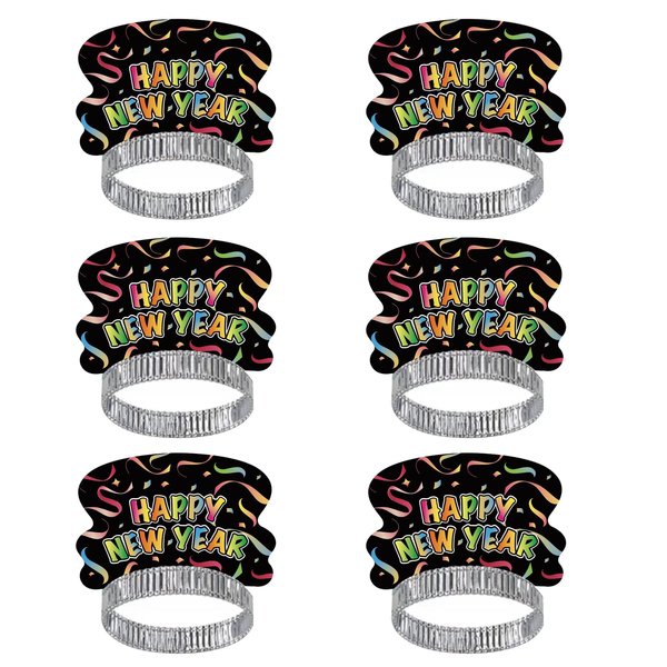 BinaryABC Happy New Year Headband Tiara,New Year Eve Hair Accessories,New Year Party Supplies Favors,6Pcs