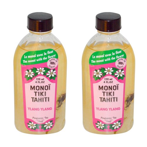 Monoi Tiki Tahiti Ylang Ylang Coconut Oil (Pack of 2), Scented With Fresh Handpicked Tiare Flower...