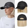 Lansigreen Quick Dry Hat with Hair Extensions Hat Wig Lightweight Waterproof Baseball Cap Attached 11" Short Straight Hairpiece Synthetic for Women (Ash Blonde Mix Bleach Blonde)