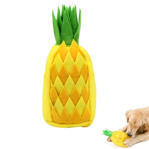 LuckyOpt Dog Snuffle Toy, Premium Fabric Pineapple Squeaky Toy for Dog Small/Medium Breed/Rabbit, Interactive Dog Toy for Indoor Dog Sniffing/Stress Relief/Slow Feeder (Pineapple)