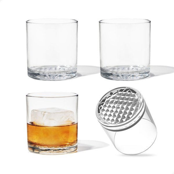 TOSSWARE RESERVE 12oz Old Fashion SET OF 4, Premium Quality, Tritan Dishwasher Safe & Heat Resistant Unbreakable Plastic Whiskey Glasses