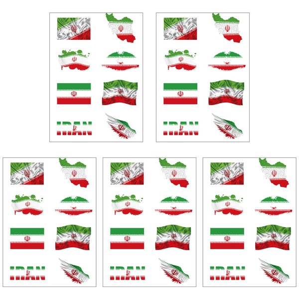 CARGEN National Flag Temporary Tattoos - 5 Sheets 8 Patterns Iran Flag Tattoos for Iranian Football Match World Cup Ball Game Great on Arm Face Shoulder for Kids Adults Party Festival