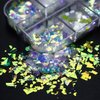 Iridescent Glitter Nail Art Sequins, Holographic 3D Irregular Ultra Thin Nail Art Glitter Flakes Design, Shiny Mermaid Nail Glitter Slices Resin Acrylic Supplies for Women Girls Manicure Decorations