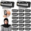 Crowye 20 Pieces Chunni Clips with Safety Pins - 10 Teeth Wig Clips, Strong Dupatta Grip Clips for Women's Hijab, Veil, Hair Extensions and Hairpieces (Black)