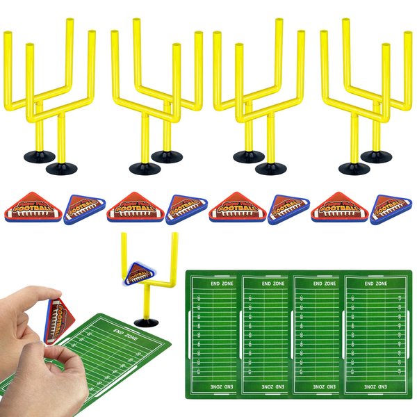 20 PCS Yellow Mini Flick Football Games Mini Table Top Sports Games with Foam Footballs Goal Post and Cards Finger Toys Office Indoor Football Sports Party Favors Birthday Gifts Office Desk Toys