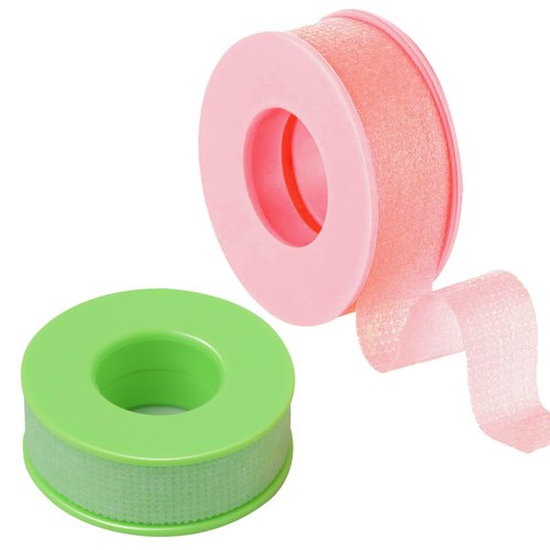 Lash Tape for Eyelash Extensions, Silicone Gel Tape for Lash Extensions Adhesive Micropore Medical Tape for Lash Supplies, Makeup, Sensitive Skin (2 Rolls x 7.9 Yards, Pink)