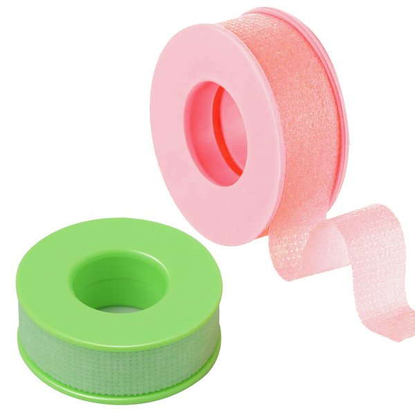 Lash Tape for Eyelash Extensions, Silicone Gel Tape for Lash Extensions Adhesive Micropore Medical Tape for Lash Supplies, Makeup, Sensitive Skin (2 Rolls x 7.9 Yards, Pink)