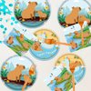 Rakuto Capybara Birthday Party Decorations - 96PCS Capybara Plates and Napkins Forks Disposable Cute Capybara Plates Animals Themed Dinnerware Set Party Decorations Tableware Supplies Serve 24