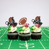 Gyufise 24Pcs Rugby Ball Oh Baby Cupcake Toppers Glitter American Football Cupcake Picks Baby Shower Oh Baby Cake Decorations for Gender Reveal Rugby Sports Theme Kids Birthday Party Supplies