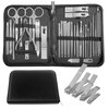 Manicure Set，30 in 1 Mens Manicure Set Professional，Nail Clipper Set for Men，Mens Nail Grooming Kit，Andrea Nail Manicure Kit for Women，Nail Care Kit for Women，with Luxury Leather Bag（Stainless Steel）