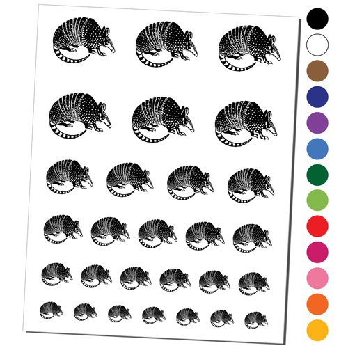 Armadillo Armored Animal Temporary Tattoo Water Resistant Fake Body Art Set Collection - Orange (One Sheet)