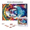 English Bulldog Dogs Lovers Stained Colorful Glass 1000 Pieces Art Painting Wooden Puzzle for Kids Adults, Birthday Mother's Father's Day Christmas for Dad Mom Son Daughter