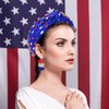 NVENF 4th of July Headbands, American Flag Star Headband Pearl Crystal Rhinestone Knotted Headbands Patriotic 4th of July Accessories Outfits for Women Holiday Gifts (American Flag 3)