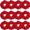 IVARYSS Red Scrunchies, Premium Velvet Soft Hair Scrunchy, Solid Colors Thick Elastic Bands, Hair Accessories for Women and Girls, 12 Pack
