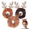 Antler Hair Scrunchies Plush Reindeer Scrunchies Christmas Plush Glitter Elk Design Elastic Hair Tie Ponytail Holder for Women Girls Xmas Hair Accessories 3 Pcs