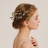 BERYUAN Wedding Gold Leaves Crystal Rhinestone Hair Comb Emered Green Crystal Rhinestone Hair Comb Leaves Gold Wedding Headpiece for Wedding Women
